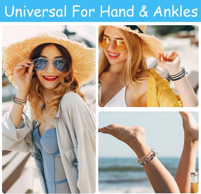 Mannikesi Beach Bracelet Set for Men and Women, Surfer Men Bracelet, Braided Boho Summer Bracelets Adjustable Men's Bracelet Handmade Women Bracelet String Rope Ankle Bracelets Birthday Gift - Image 4